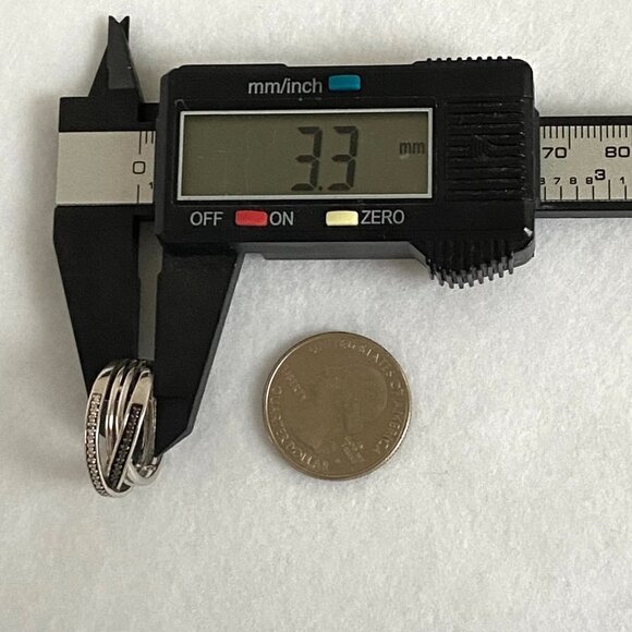 Sterling Silver 925 Black White Diamond Crossover Multi Band Ring Sz 6.5 - Picture 14 of 16